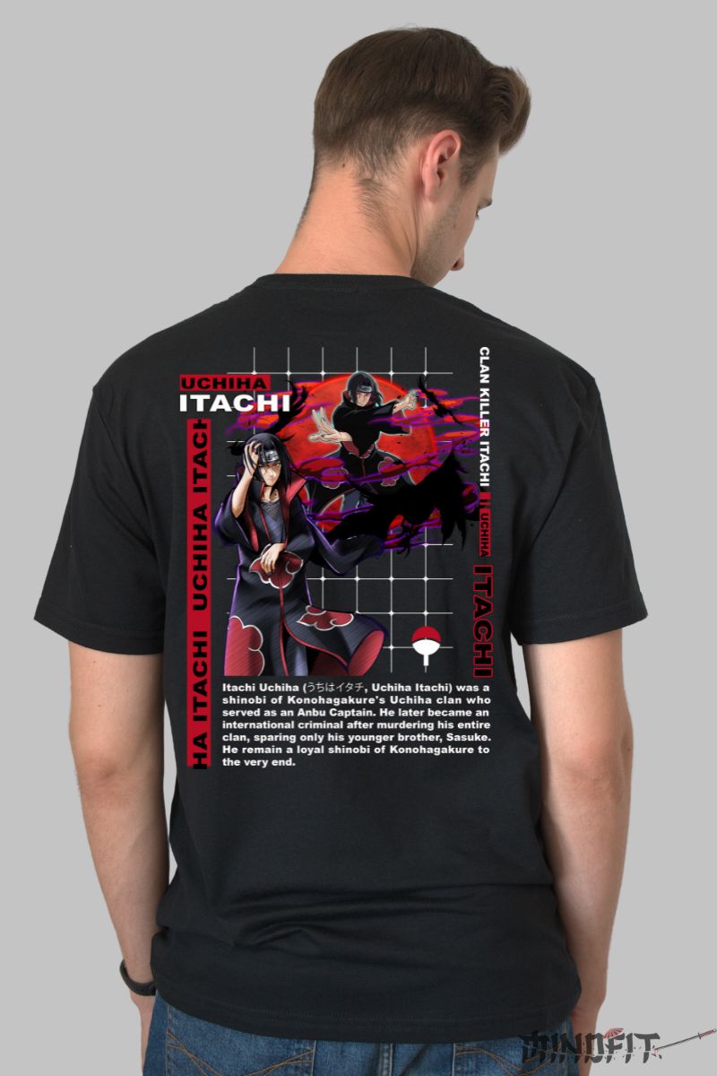 Tricou Naruto Itachi Clan Killer barbat negru spate