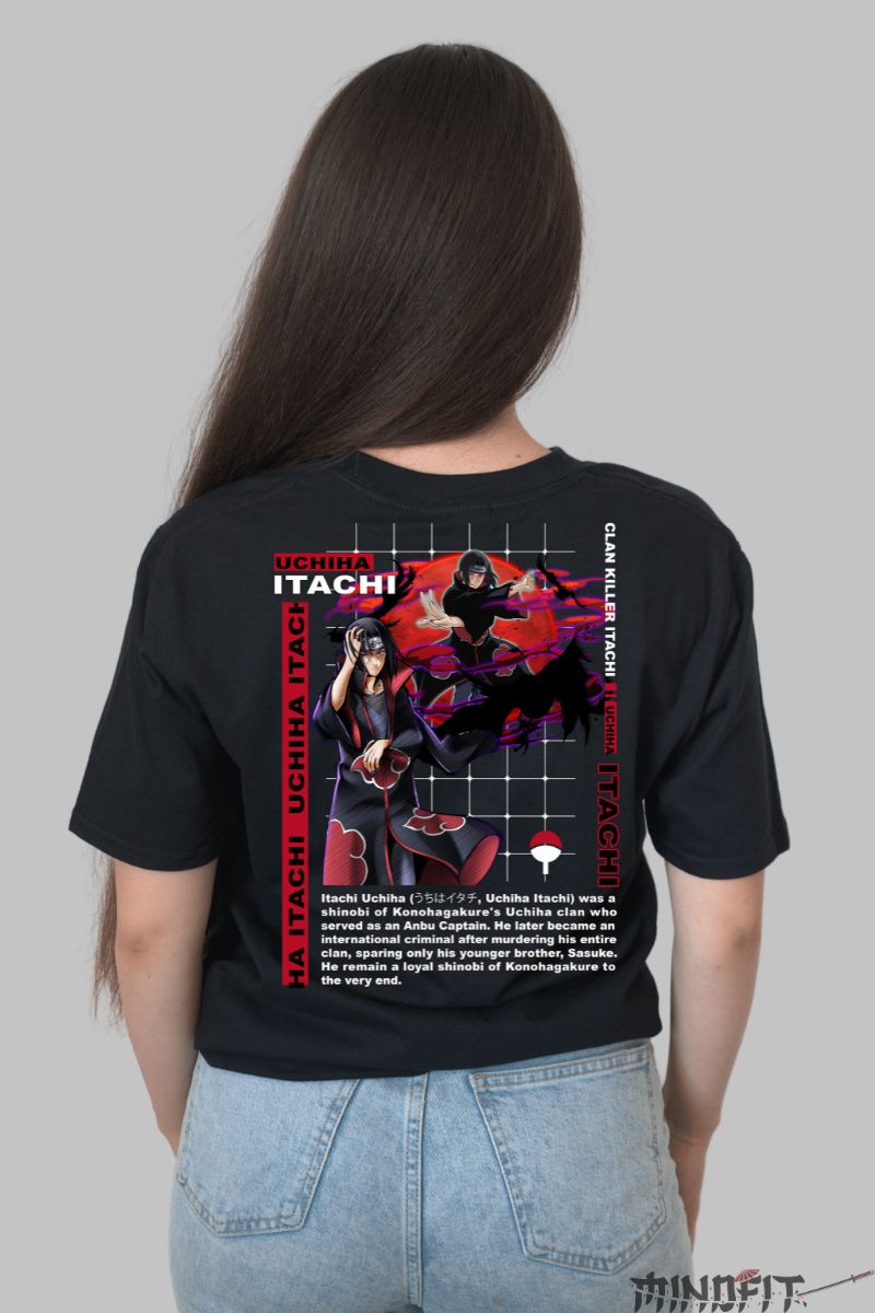 Tricou Naruto Itachi Clan Killer dama negru spate