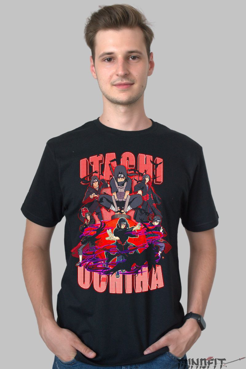 Tricou Naruto Itachi Ninja barbat negru fata