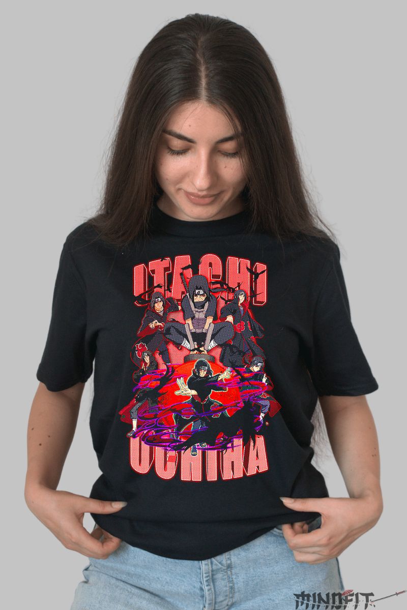 Tricou Naruto Itachi Ninja dama negru fata