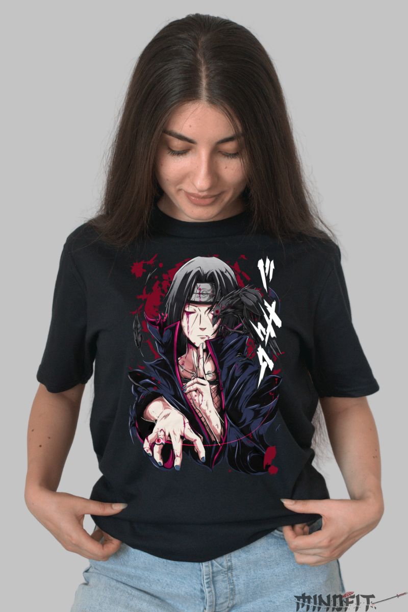 Tricou Naruto Itachi Silent Power dama negru fata