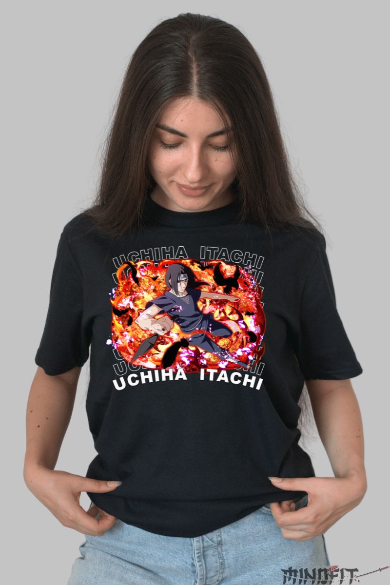 Tricou Naruto Itachi Uchiha Explosive Design dama negru fata