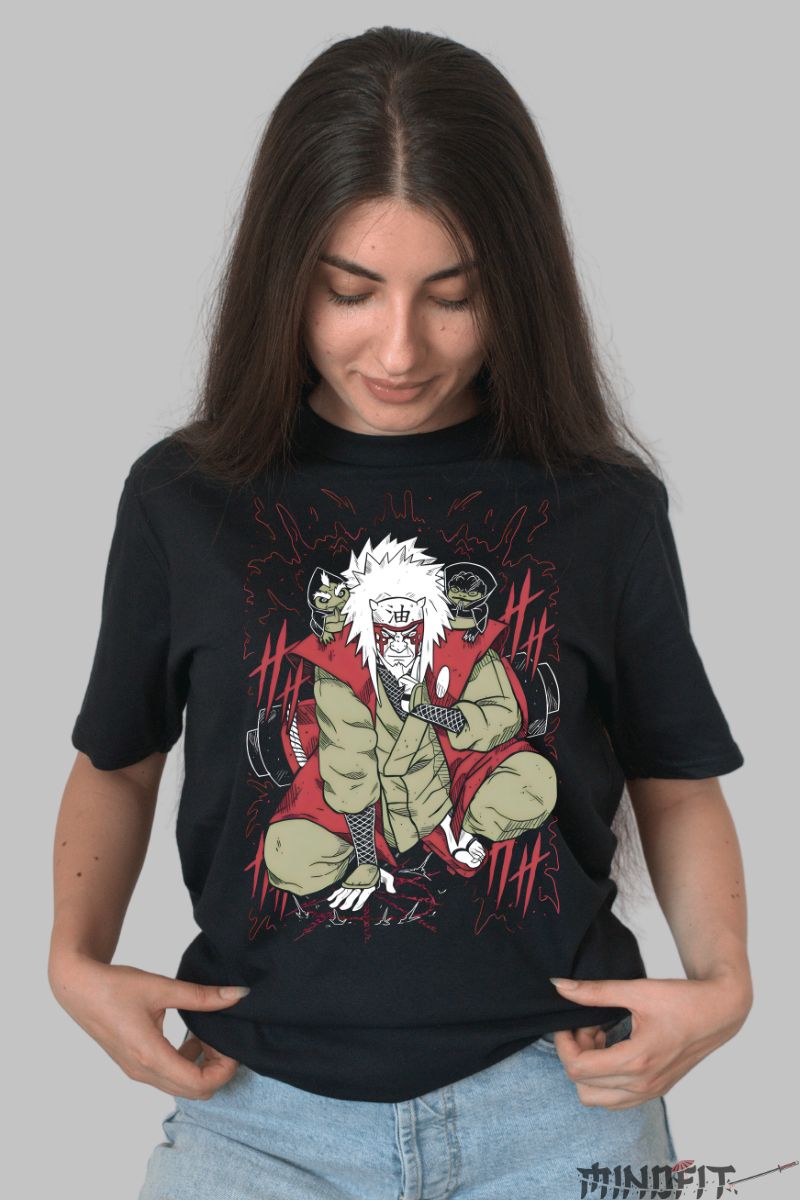 Tricou Naruto Jiraya And The Wise Frogs dama negru fata