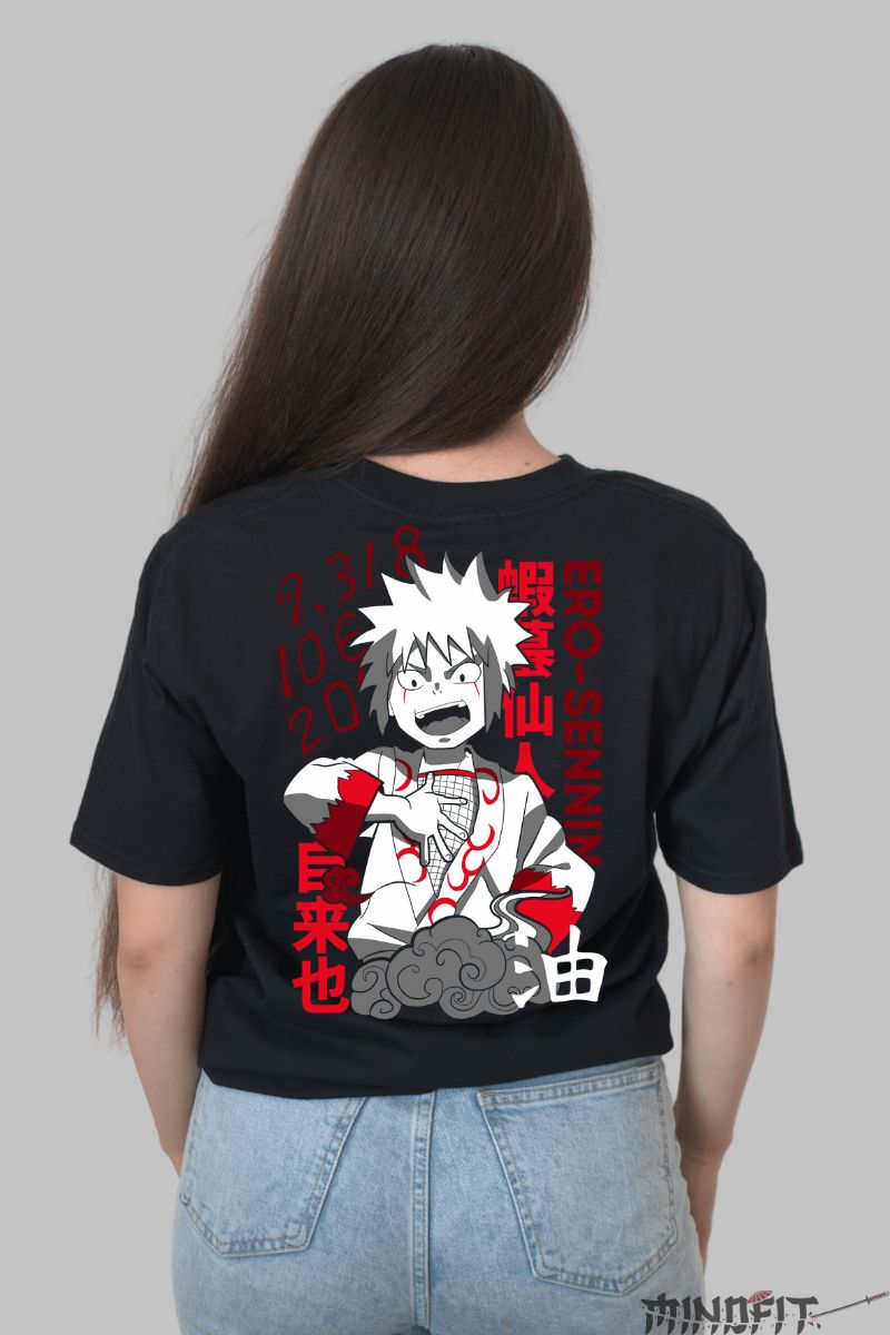 Tricou Naruto Jiraya Ero Sennin dama negru spate