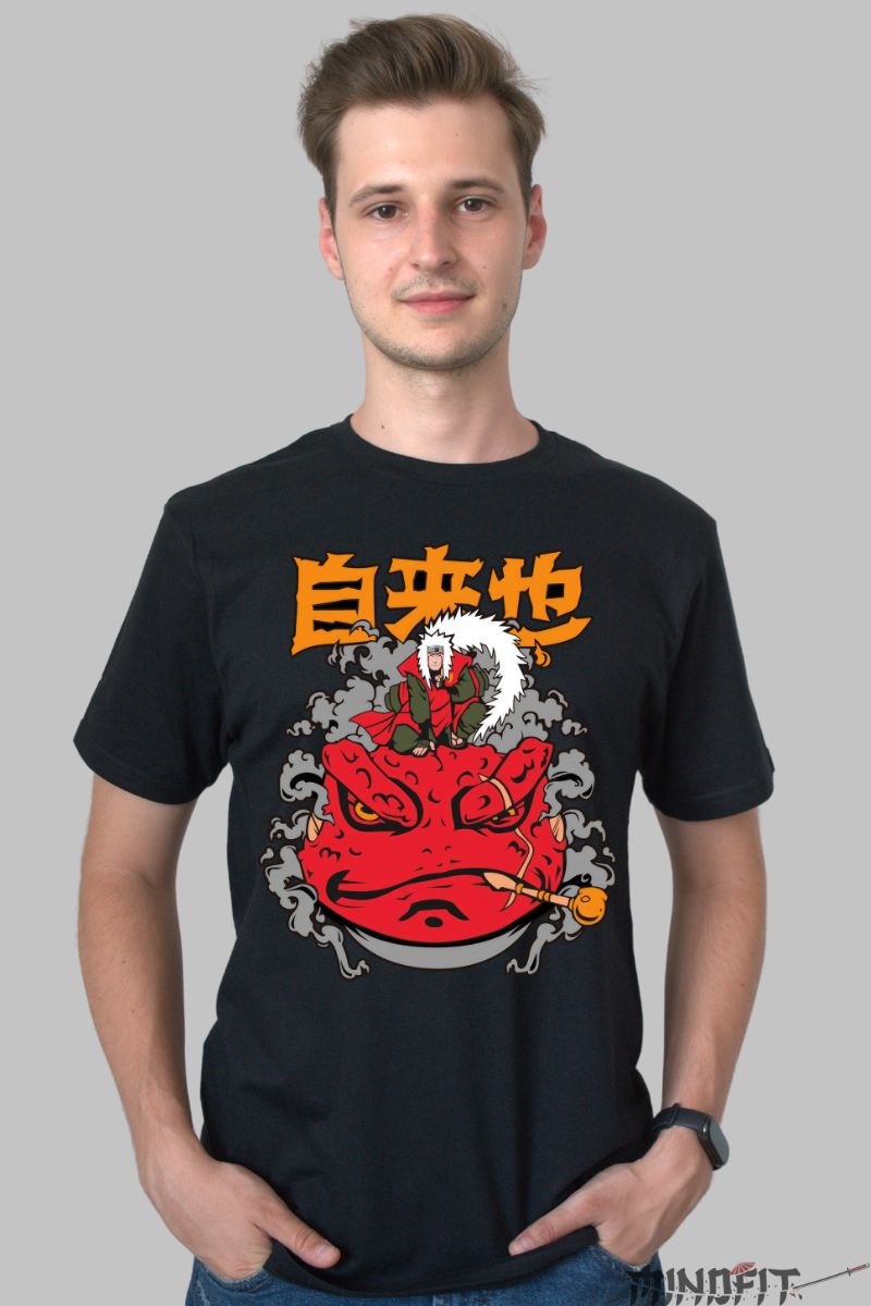 Tricou Naruto Jiraya Gamabunta barbat negru fata