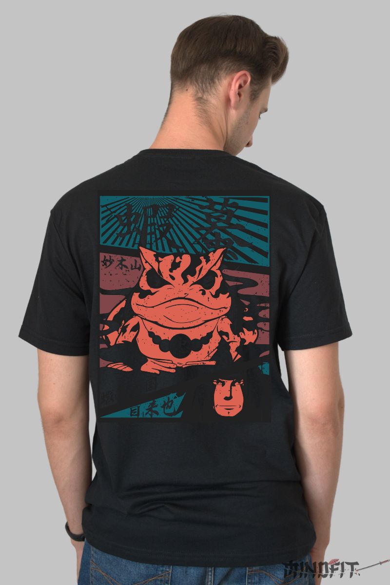 Tricou Naruto Jiraya Howling Castle barbat negru spate