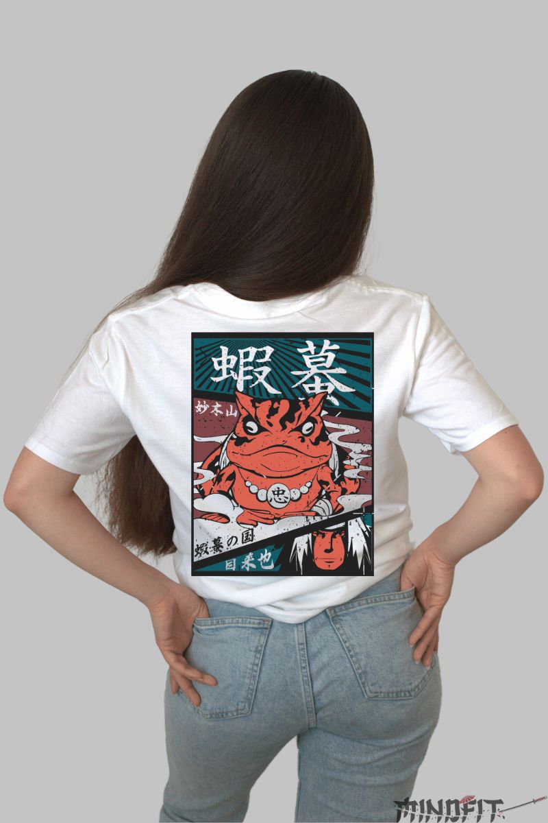 Tricou Naruto Jiraya Howling Castle dama alb spate