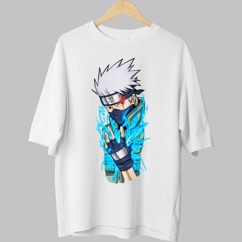 Tricou Naruto Kakashi Copy Ninja alb fata
