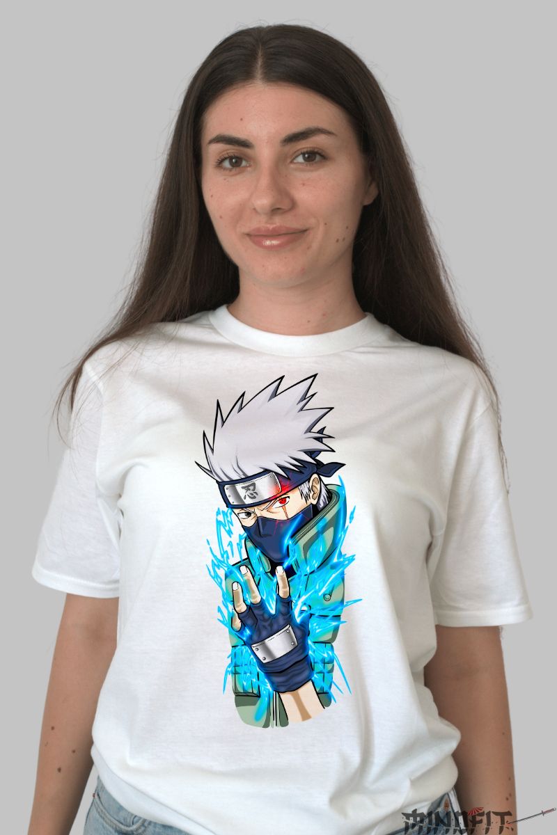 Tricou Naruto Kakashi Copy Ninja dama alb fata