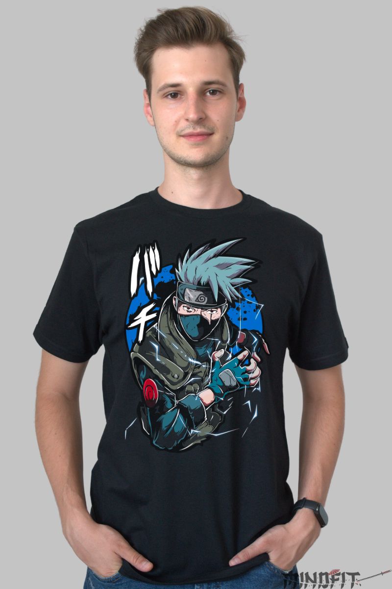 Tricou Naruto Kakashi Iron Mask barbat negru fata
