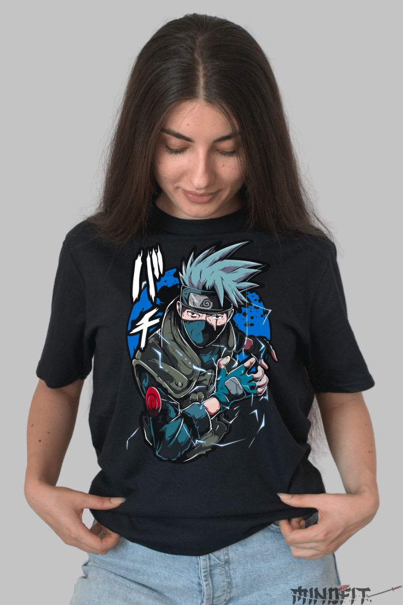 Tricou Naruto Kakashi Iron Mask dama negru fata