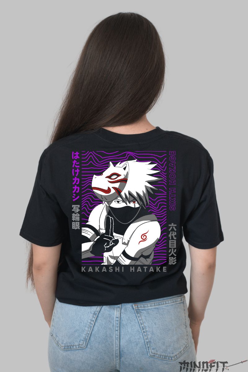 Tricou Naruto Kakashi Jonin dama negru spate