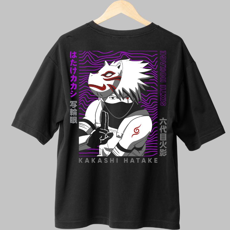 Tricou Naruto Kakashi Jonin negru spate