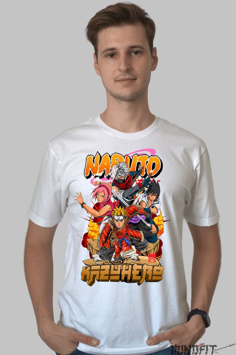 Tricou Naruto Kazuhero barbat alb fata