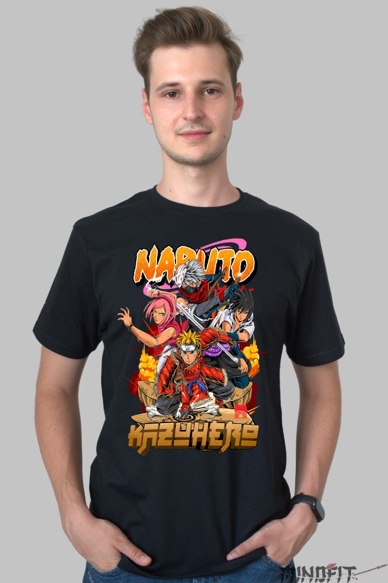Tricou Naruto Kazuhero barbat negru fata