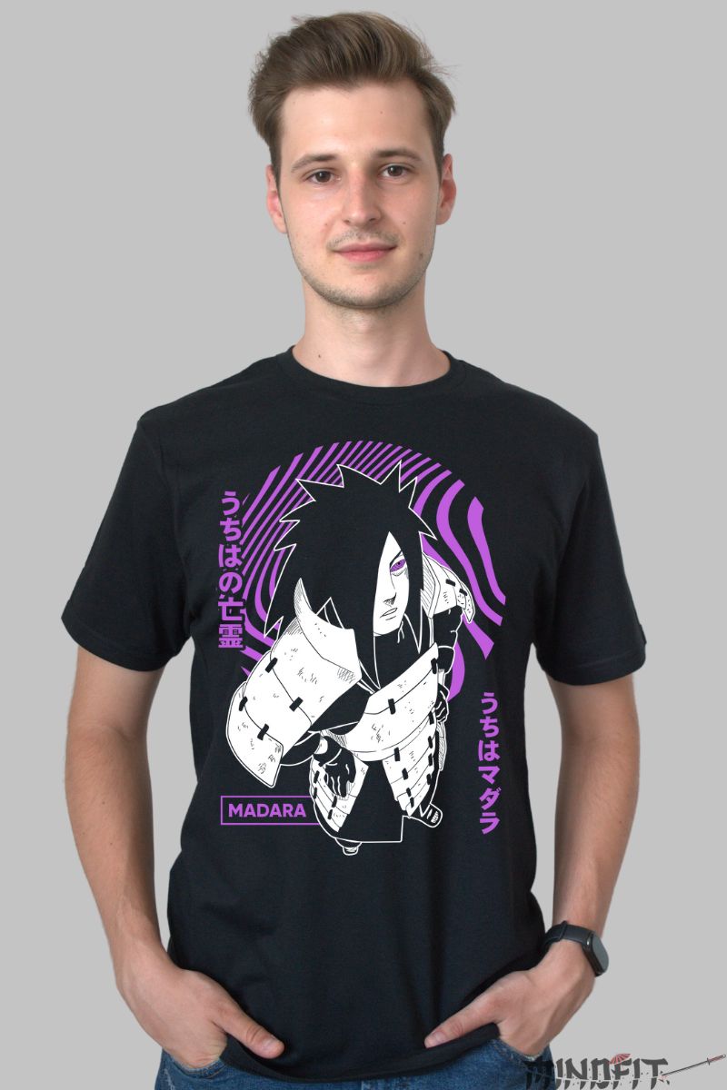 Tricou Naruto Madara Uchiha's Ghost barbat negru fata