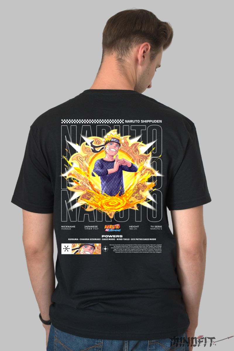 Tricou Naruto Magic Portal barbat negru spate