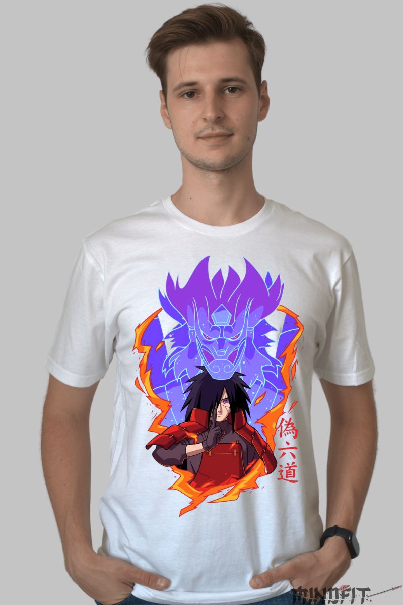 Tricou Naruto Mandra's Help barbat alb fata