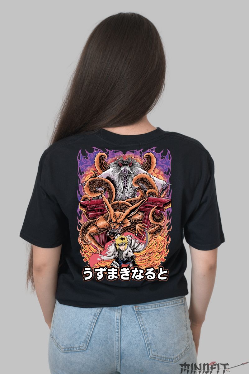 Tricou Naruto Minato Uzumaki dama negru spate