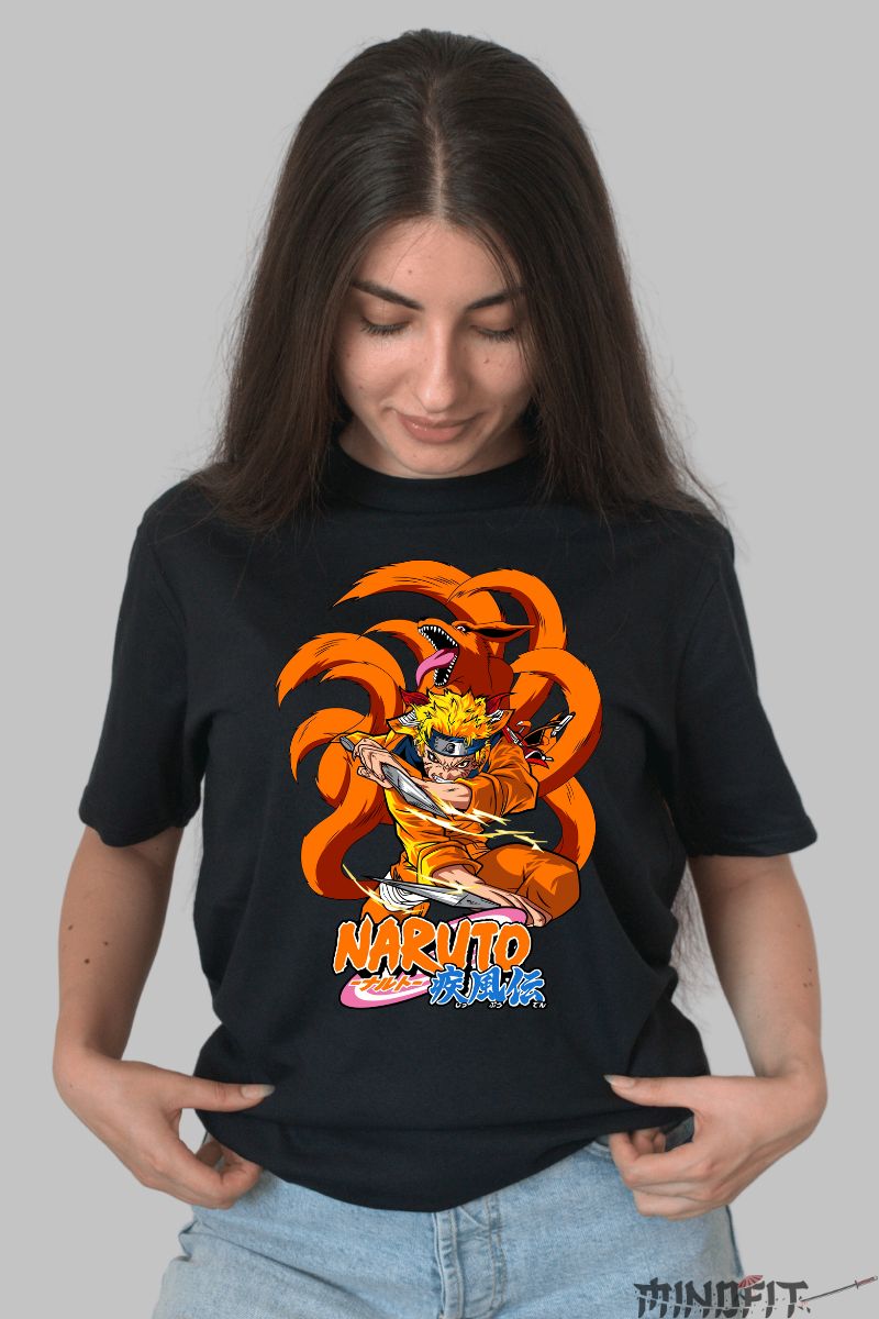 Tricou Naruto Nine-Tailed Beast dama negru fata