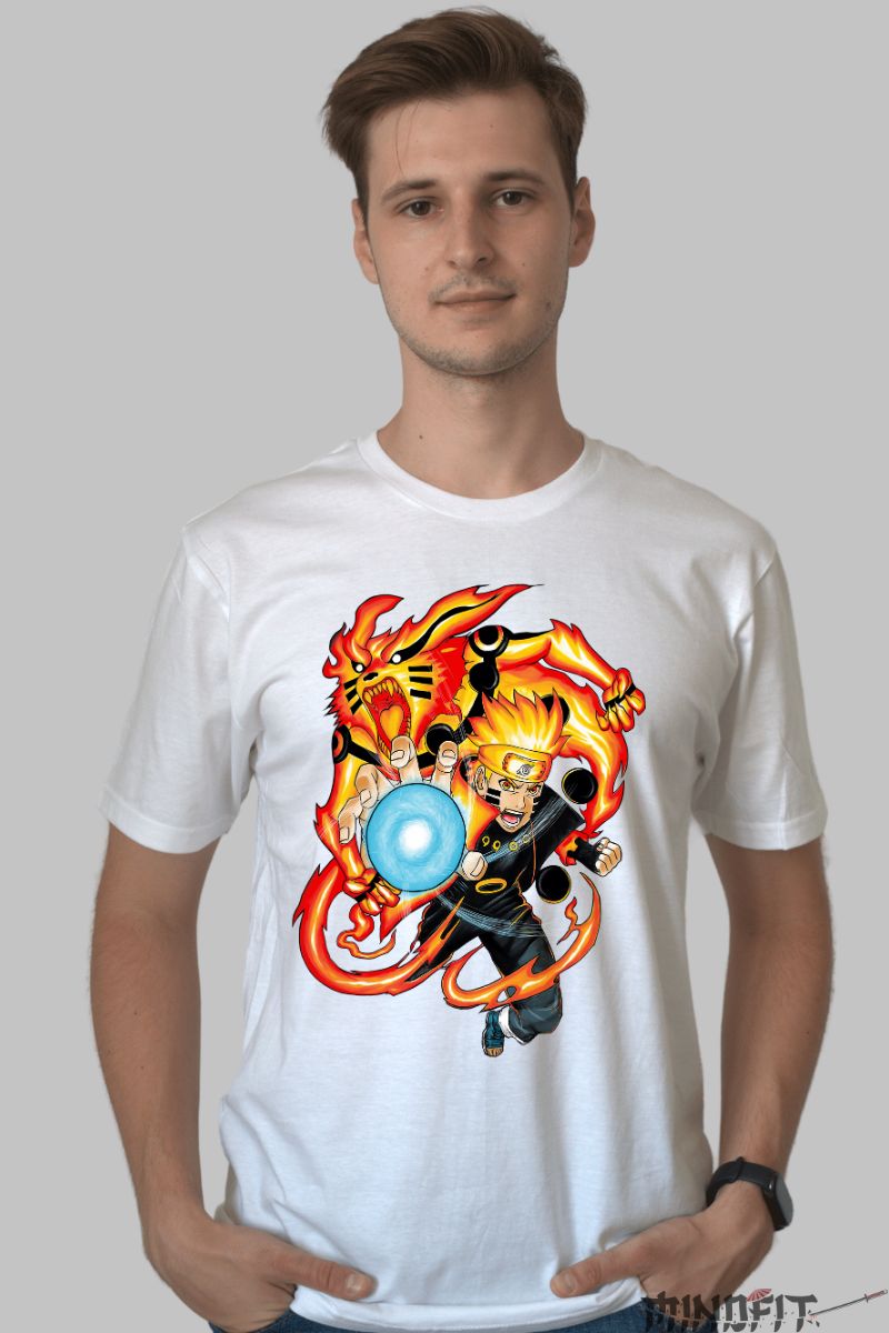 Tricou Naruto Ninja Legacy barbat alb fata