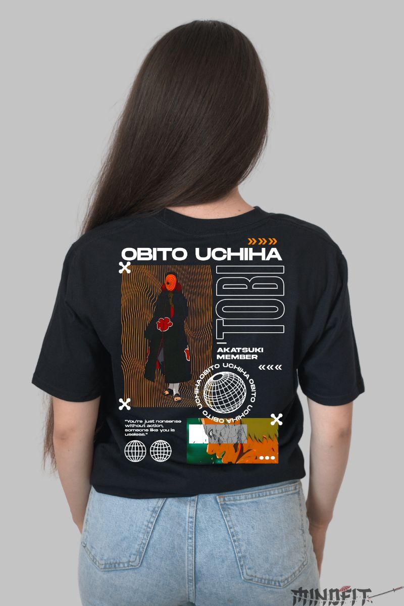 Tricou Naruto Obito Akatsuki Member dama negru spate