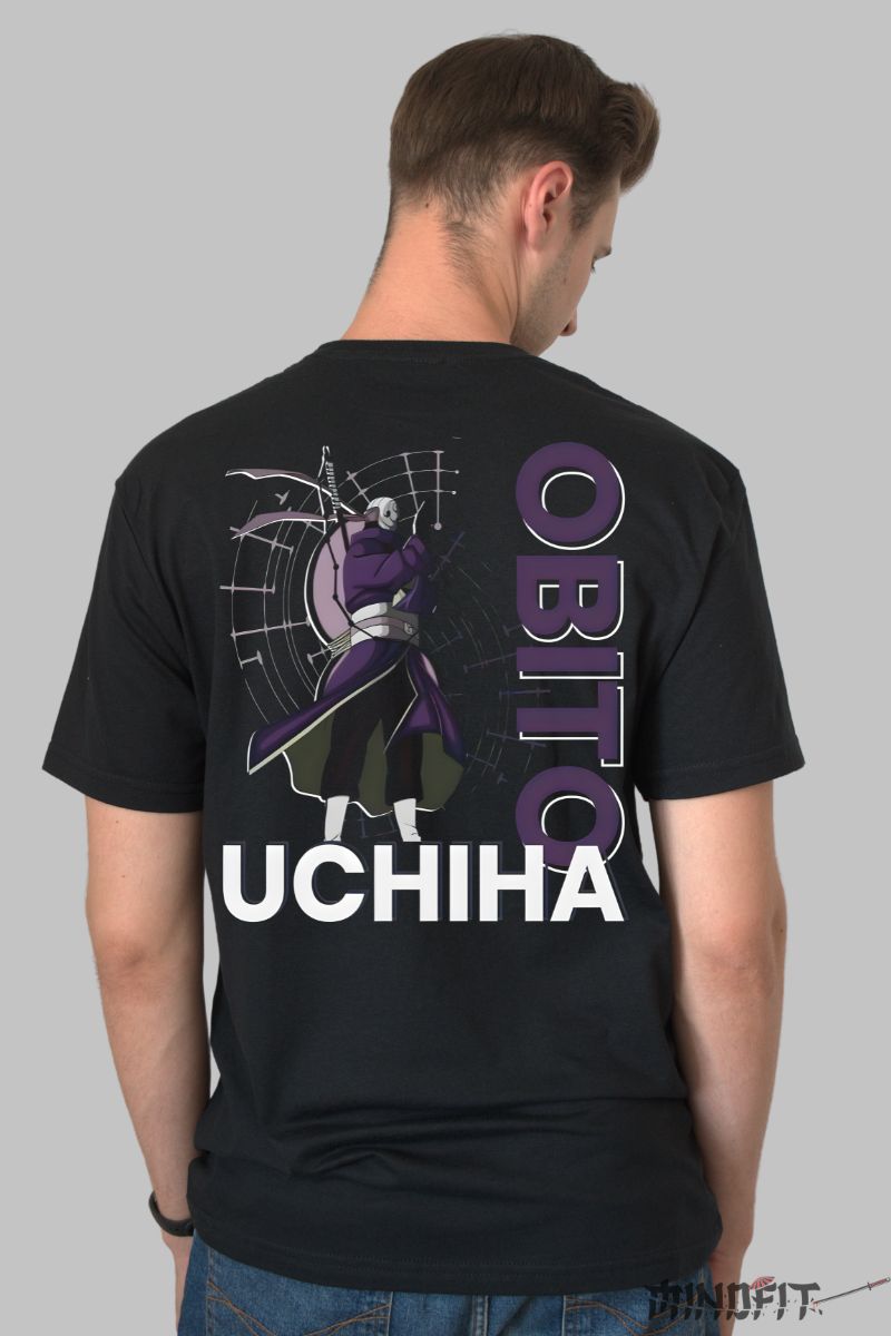 Tricou Naruto Obito Epic Anime barbat negru spate