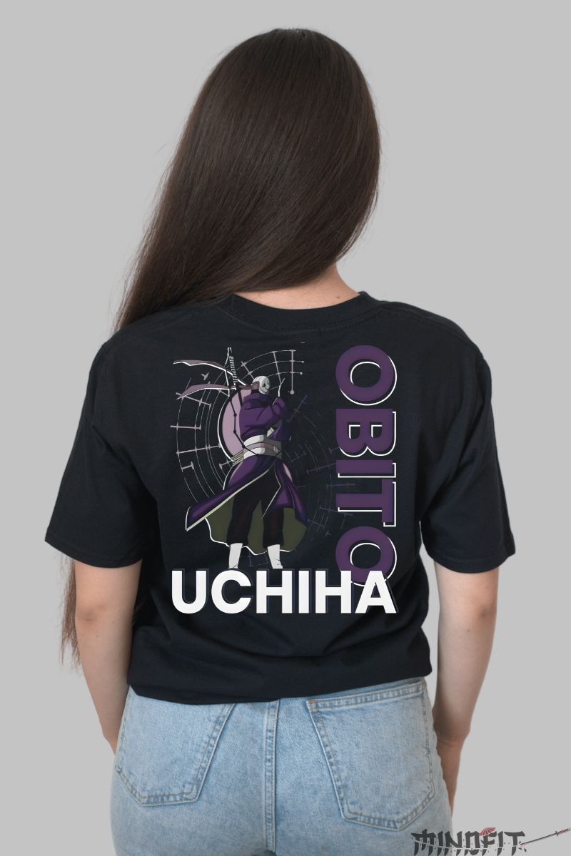 Tricou Naruto Obito Epic Anime dama negru spate
