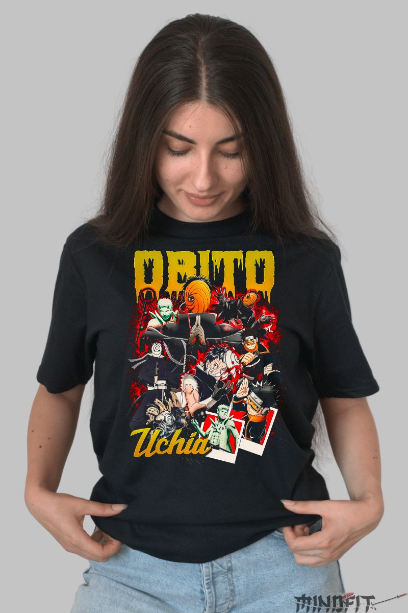 Tricou Naruto Obito Uchia dama negru fata