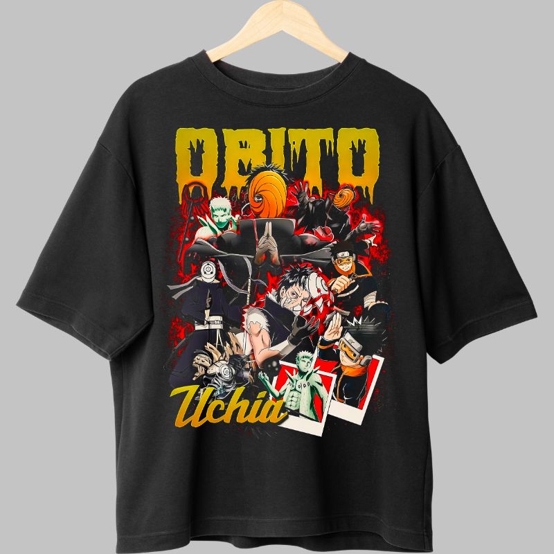 Tricou Naruto Obito Uchia negru fata