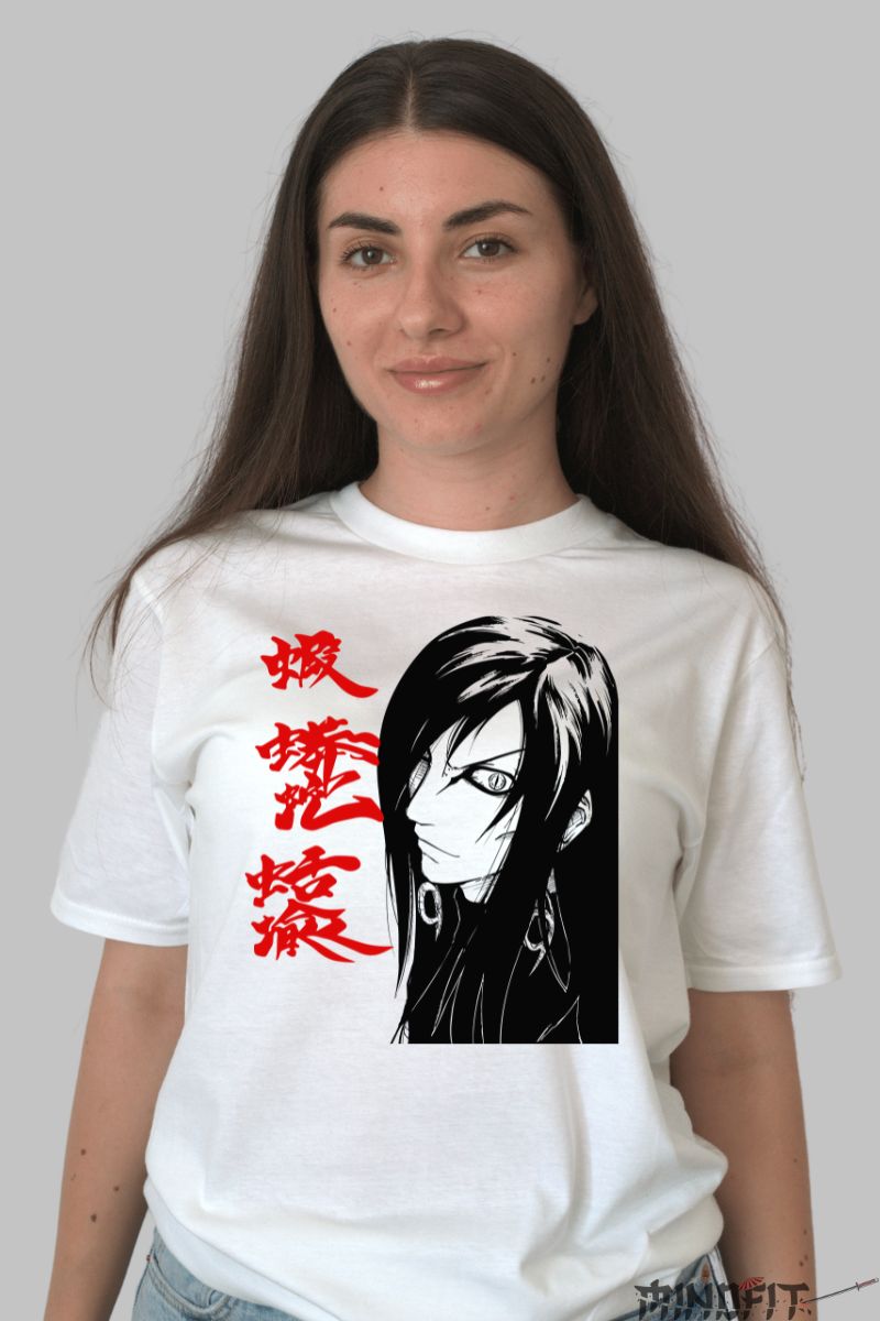 Tricou Naruto Orochimaru Hidden Face dama alb fata