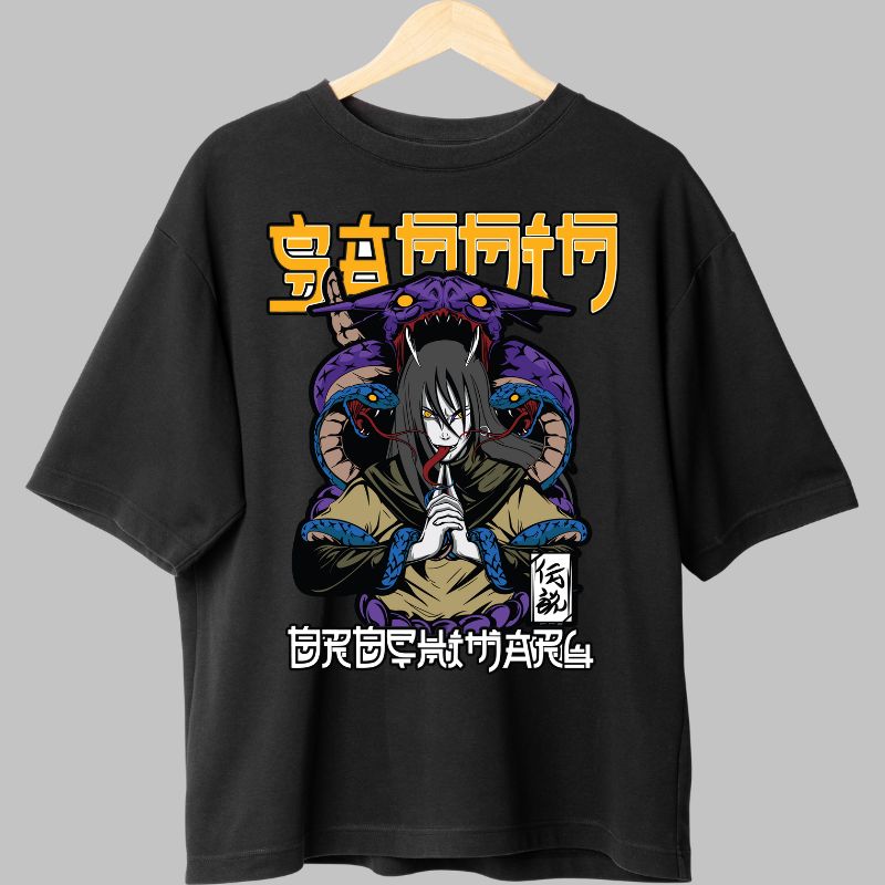 Tricou Naruto Orochimaru Sannin negru fata