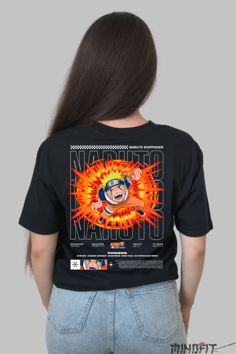 Tricou Naruto Possessed by Rage dama negru spate