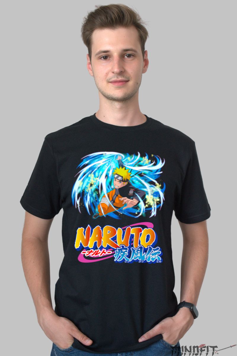 Tricou Naruto Rasengan Power barbat negru fata