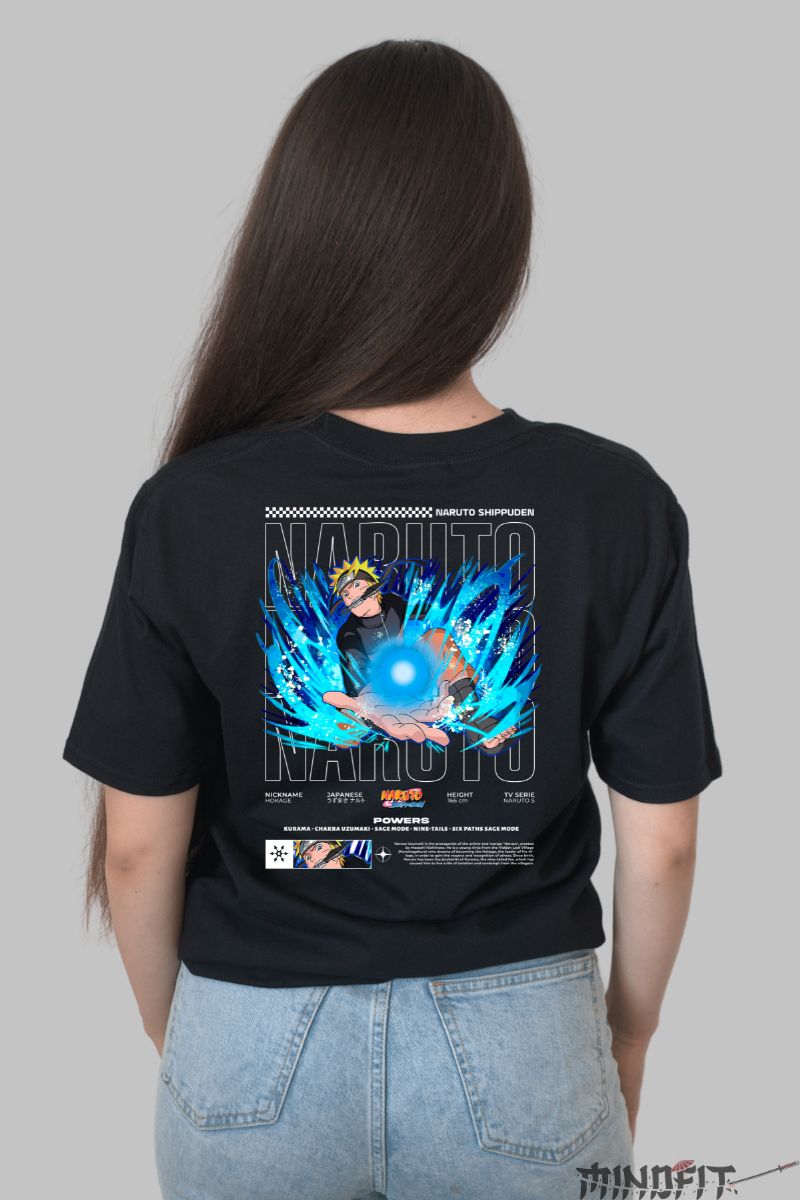 Tricou Naruto Rasengan dama negru spate