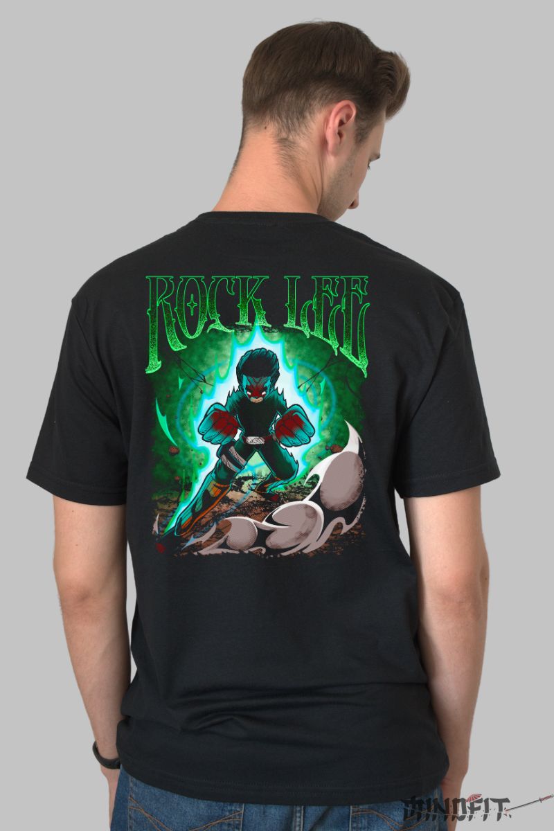 Tricou Naruto Rock Lee Angry barbat negru spate