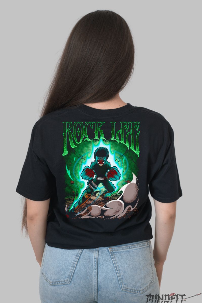 Tricou Naruto Rock Lee Angry dama negru spate