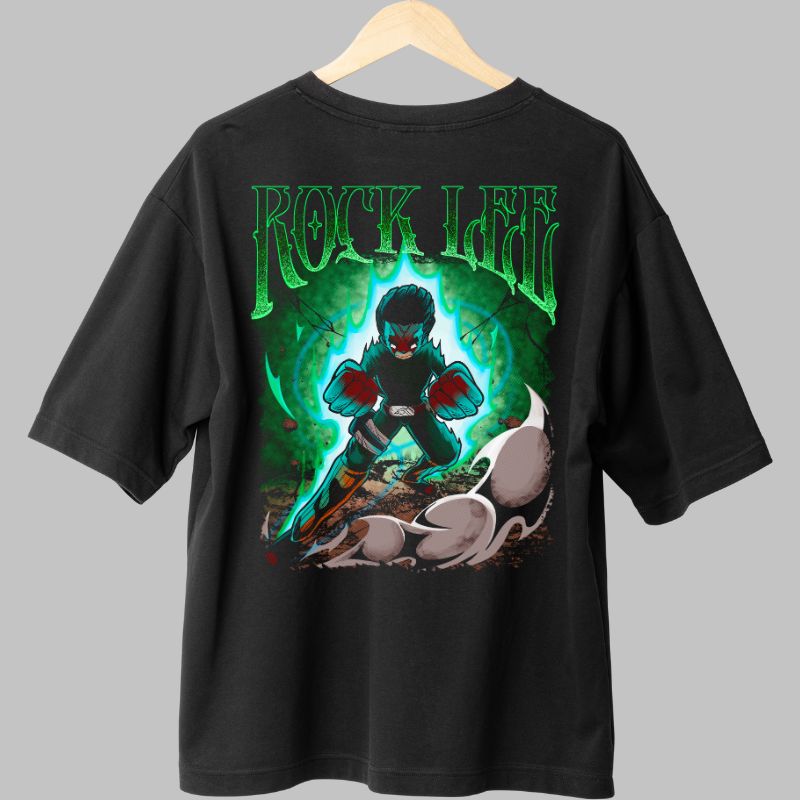 Tricou Naruto Rock Lee Angry negru spate