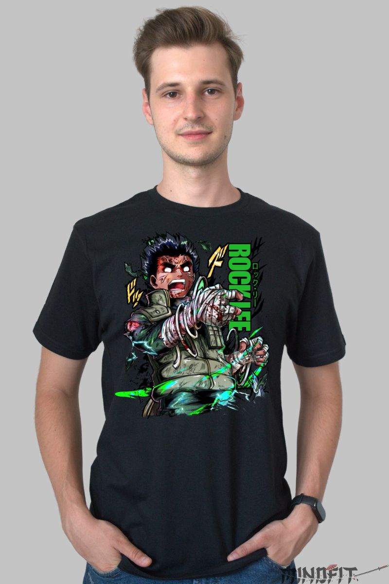 Tricou-Naruto-Rock-Lee-Injured-barbat-negru-fata