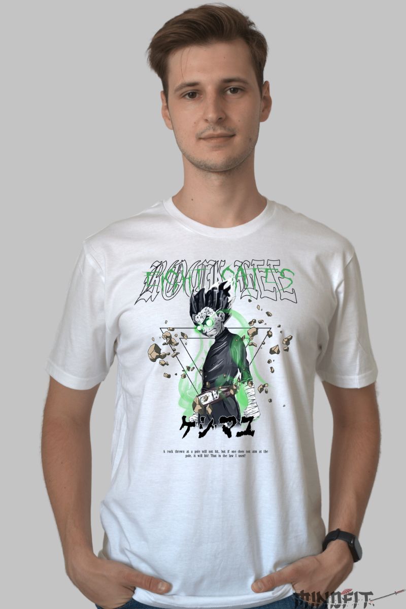 Tricou Naruto Rock Lee Kenmayu barbat alb fata