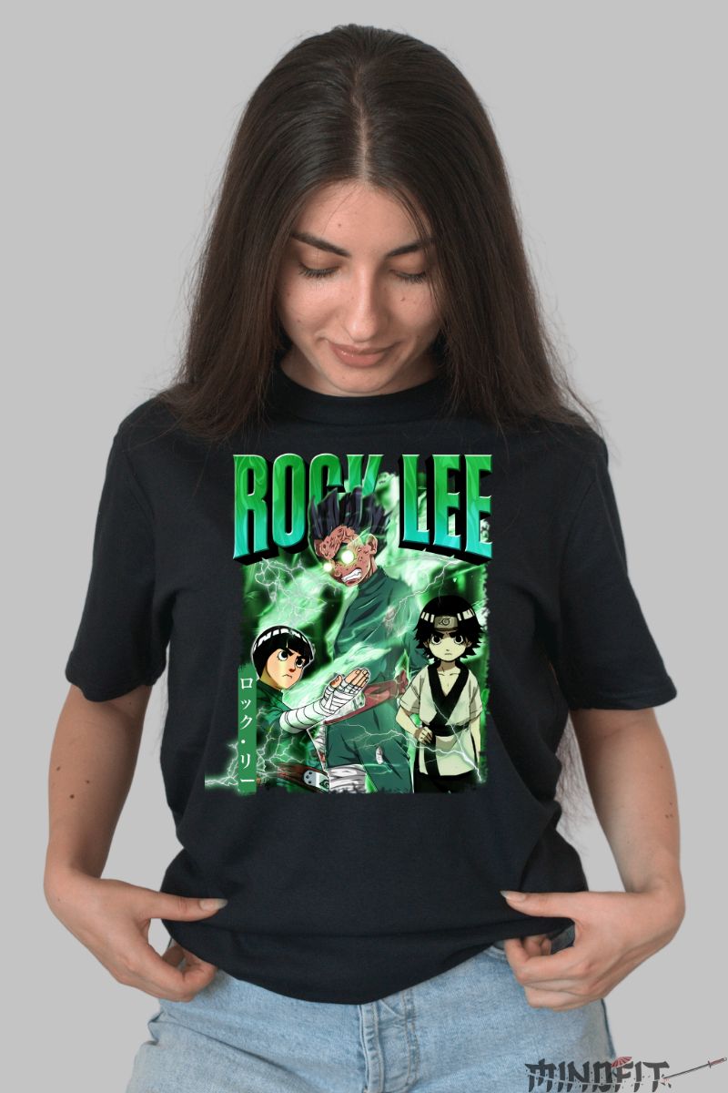 Tricou Naruto Rock Lee Trio dama negru fata