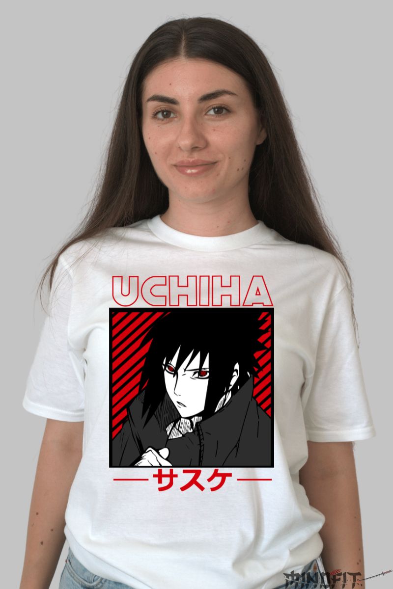 Tricou Naruto Sasuke Clan Strength dama alb fata