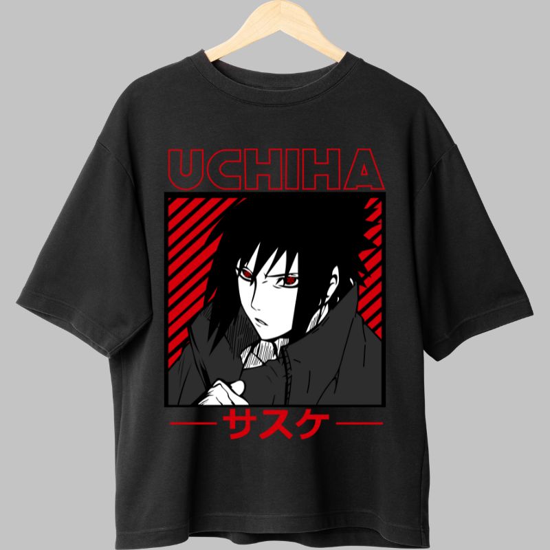 Tricou Naruto Sasuke Clan Strength negru fata