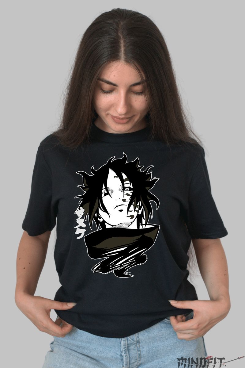 Tricou Naruto Sasuke Dark Aura dama negru fata