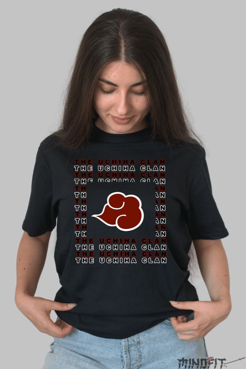 Tricou Naruto Sasuke The Uchiha Clan dama negru fata