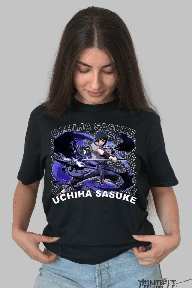 Tricou Naruto Sasuke Vision of Revenge dama negru fata