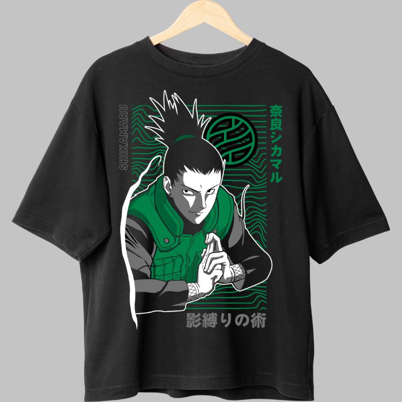 Tricou Naruto Shikamaru Binding Technique negru fata