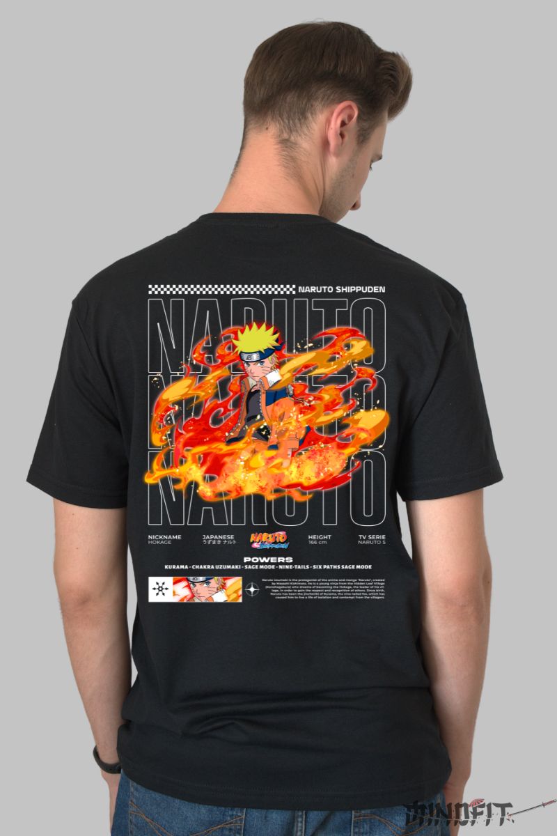 Tricou Naruto Six Paths Sage Mode barbat negru spate