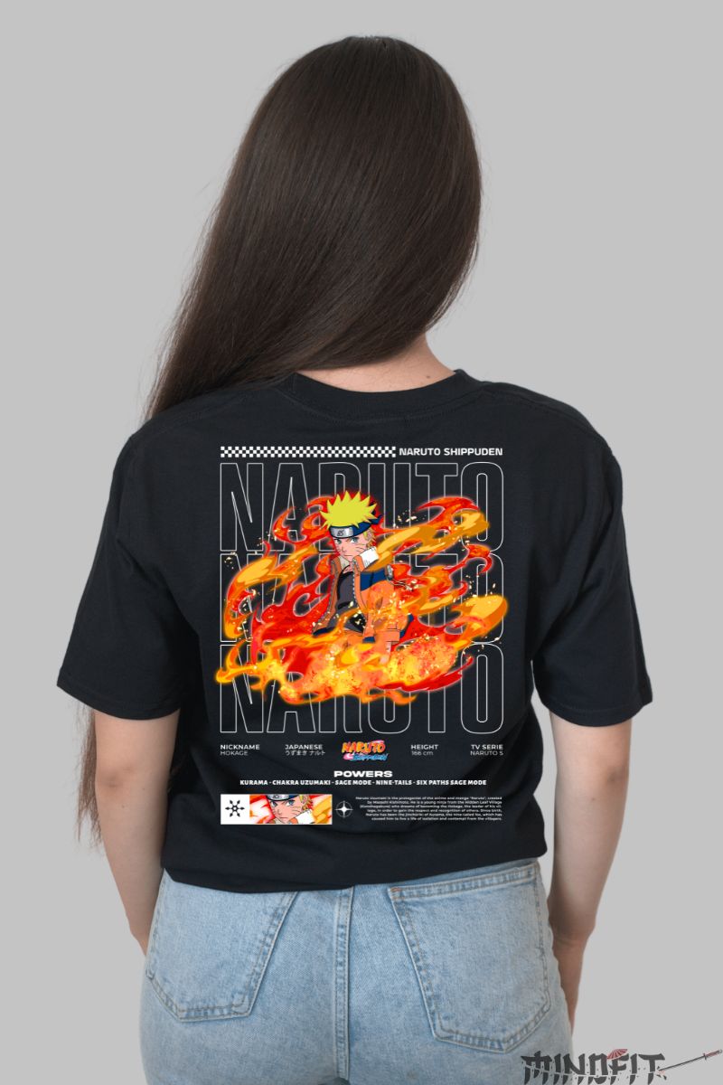 Tricou Naruto Six Paths Sage Mode dama negru spate