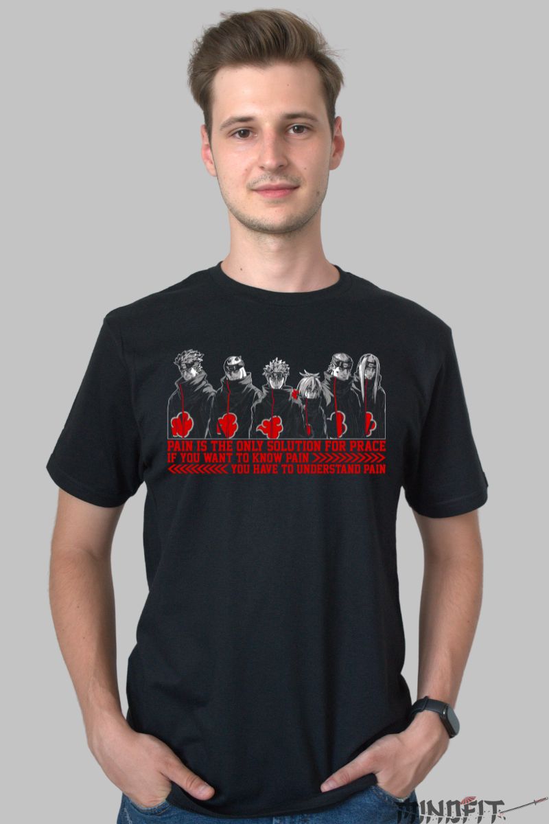 Tricou Naruto Six Paths of Pain barbat negru fata